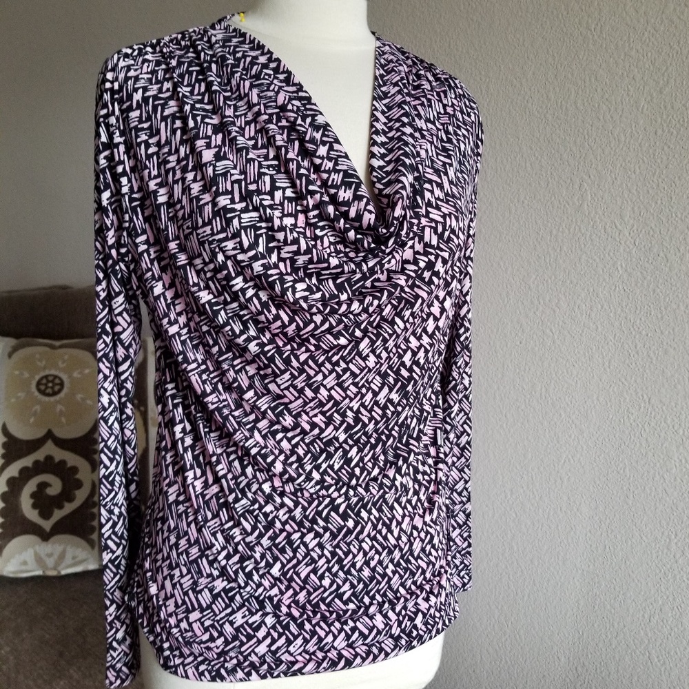 Carmen Marc Valvo Cowl Neck Blouse